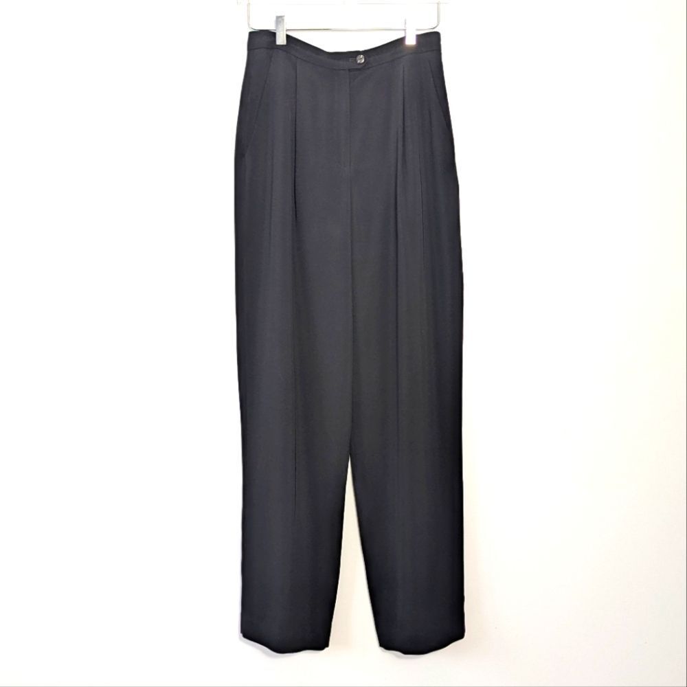 Liz Claiborne Collection Pleated Straight Leg Dress Pants Black 10 Vintage